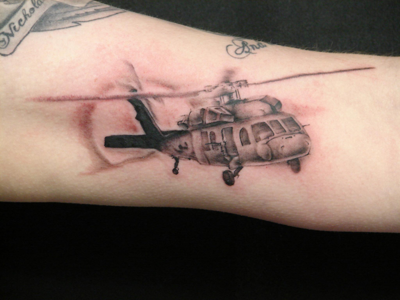 Cover up of a Panther with a UH-1 'Huey'